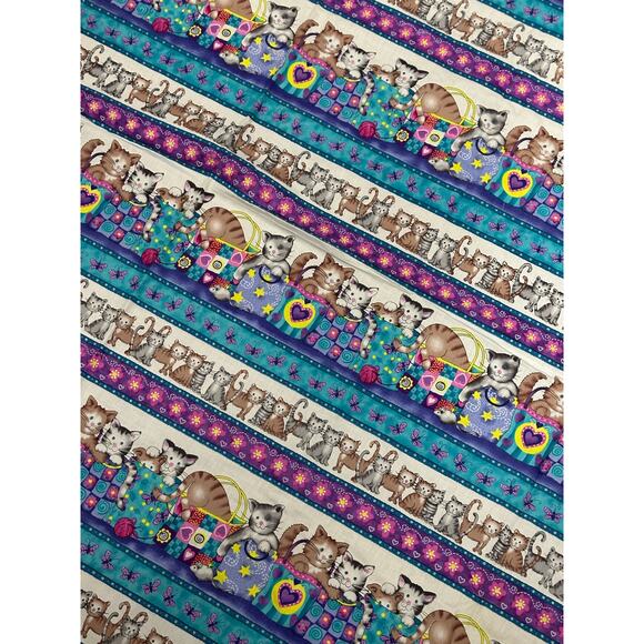 Cute Cats, Border, Fabric Panel, Catnip by Laurie Godin, Sewing, ~ 250622-WH 340 - Picture 1 of 5